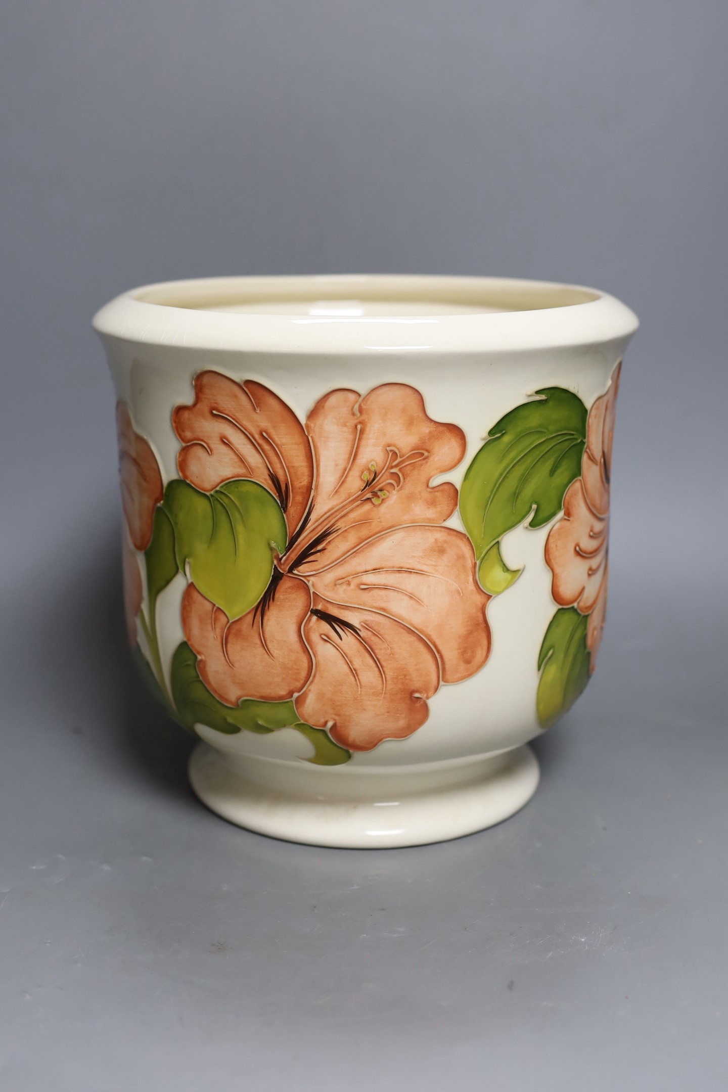 A large Moorcroft ‘Hibiscus’ jardiniere. 22.5cm tall